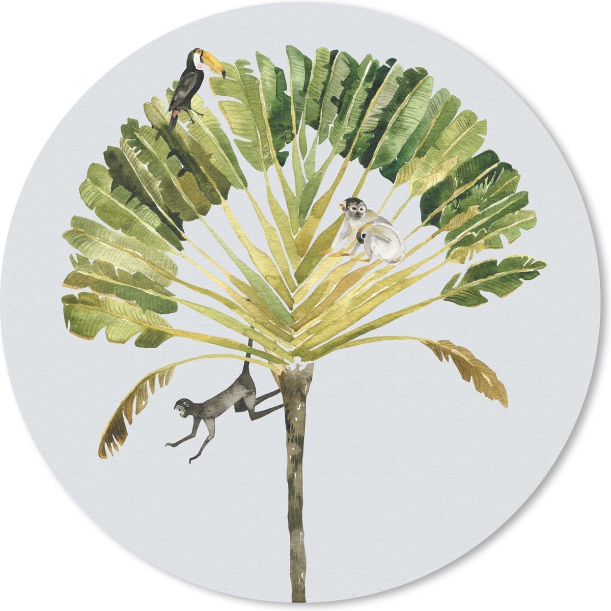 Muismat rond 30x30 cm - Mousepad Jungle - Aap - Toekan - Ronde muismatten
