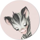 Muismat - Mousepad - Rond - Zebra - Kinderen - Roze - 50x50 cm - Ronde muismat