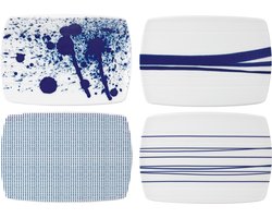 Royal Doulton Pacific - Kaasplankje / Borrelplankje / Tapasplankje - Porselein - Wit / Blauw - 20 cm - 4 Stuks