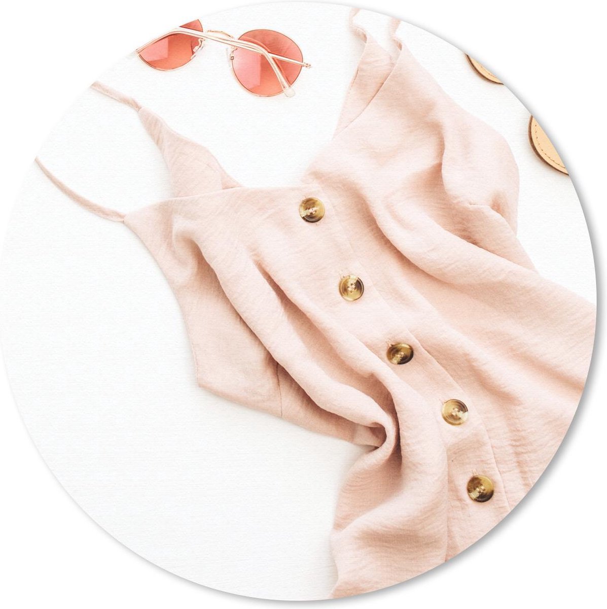 Muismat rond 50x50 cm - Mousepad Zonnebril - Slippers - Jumpsuit - Ronde muismatten