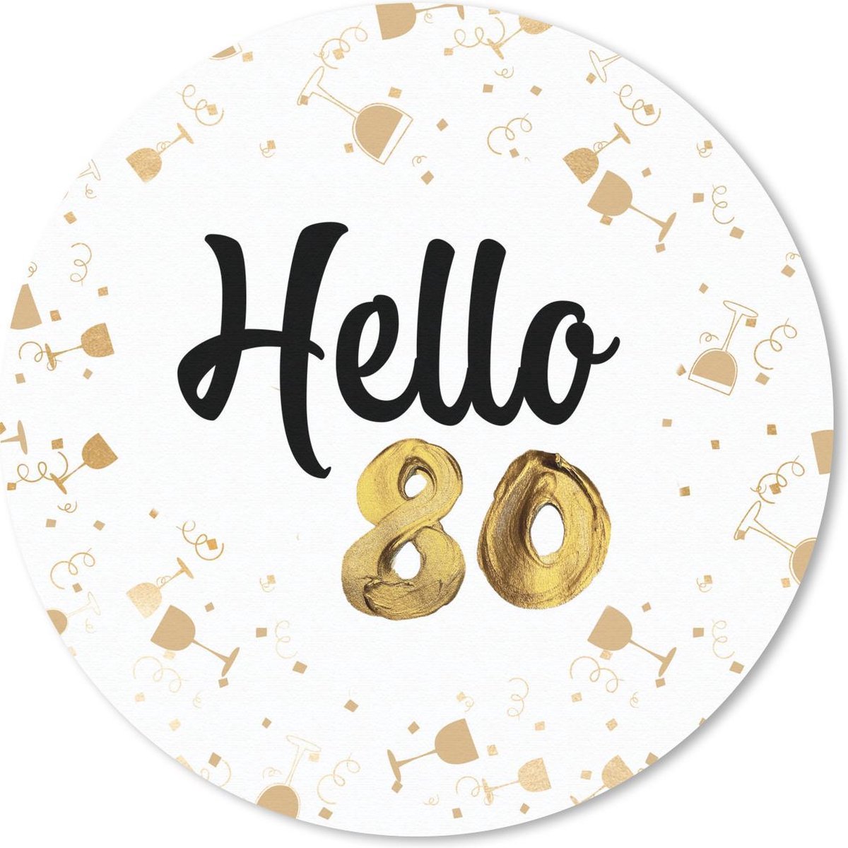 Muismat rond 50x50 cm - Mousepad Jubileum - 80 Jaar - Glazen - Ronde muismatten