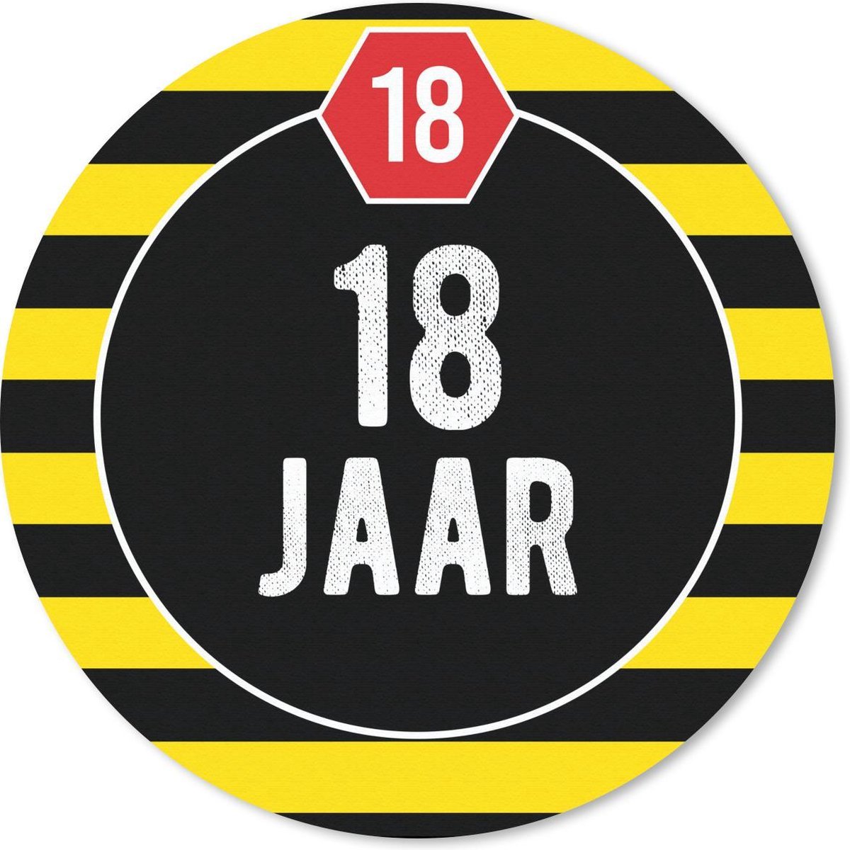 Muismat rond 20x20 cm - Mousepad Jubileum - 18 jaar - Feest - Ronde muismatten