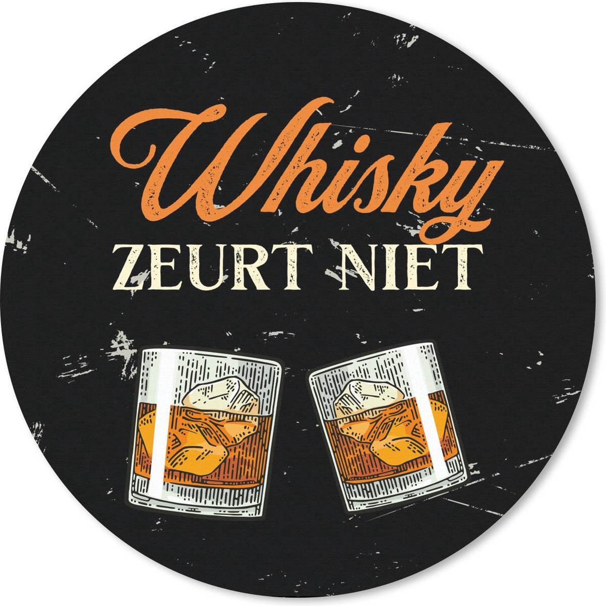 Muismat rond 20x20 cm - Mousepad Whisky - Glazen - Vintage - Ronde muismatten - Cadeau voor man