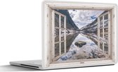 Laptop sticker - 12.3 inch - Doorkijk - Berg - Water - 30x22cm - Laptopstickers - Laptop skin - Cover