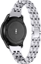 Smartwatch bandje - Geschikt voor Samsung Galaxy Watch 3 45mm, Gear S3, Huawei Watch GT 2 46mm, Garmin Vivoactive 4, 22mm horlogebandje - RVS metaal - Fungus - Diamant - Zilver