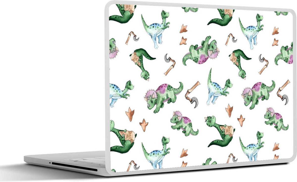 Laptop sticker - 10.1 inch - Dinosaurus - Patroon - Kinderkamer - Jongens - Meisjes - Kids - 25x18cm - Laptopstickers - Laptop skin - Cover