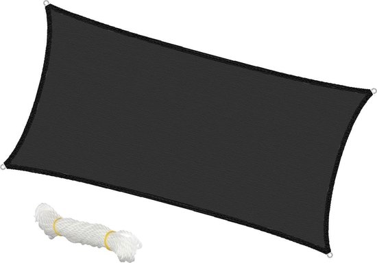 Zonnezeil rechthoekig 4x6 m, crème, 100% HDPE met UV-bescherming incl