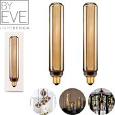 BY EVE T50 LED Filament - 2 stuks - Champagne - Sfeerverlichting - Glasvezel - Dimbaar - A++ - Ø 50 mm - E27 - 7 W - 120 lumen - Vintage Ledlamp - Sfeerlamp