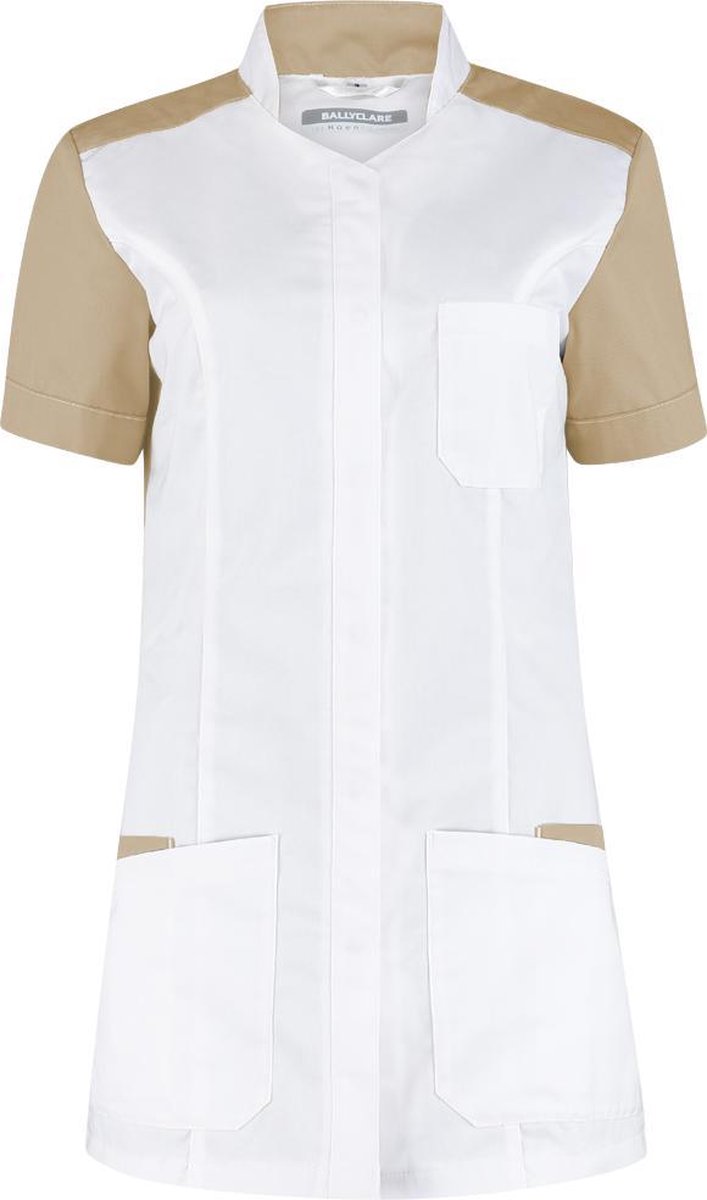Haen / Ballyclare Dames Zorgjas STRETCH Terra 74157 Wit / Khaki - Maat 2XL