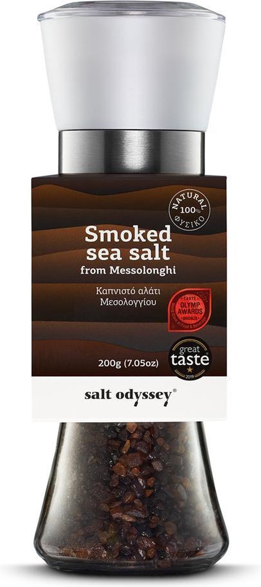 Grieks Zeezout Gerookt molen - Navulbaar - Puur - Natuurlijk - Odyssey - 200g