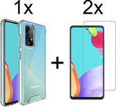 Samsung A72 Hoesje - Samsung Galaxy A72 hoesje Hardcase siliconen case transparant hoesjes back cover hoes Extra Stevig - 2x Samsung A72 Screenprotector