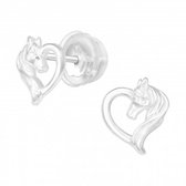 Kinder oorbel / oorsteker paard met hart sterling zilver 925 - Sieraden sjoppie