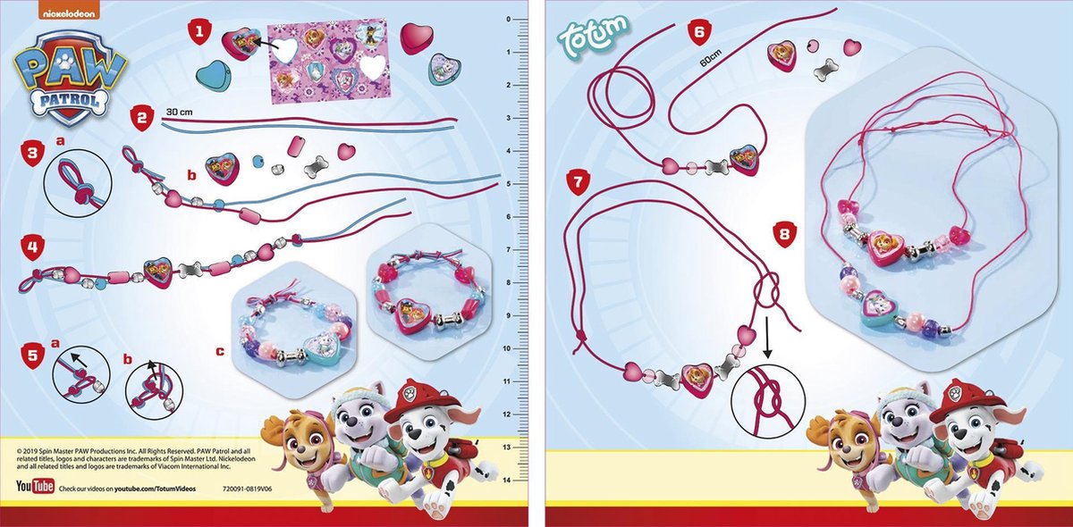 PAW Patrol speelgoed Totum armbandjes en 2 kettinkjes maken - speelgoed vanaf 3 jaar - junior knutselset vriendschapsarmbandjes met hartbedels knutselen — afbeelding 6