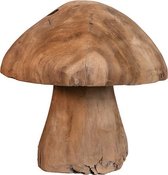 Houten paddenstoel herfstdecoratie - teakhout - woonaccessoires - 31 x 27 cm - JoJo Living