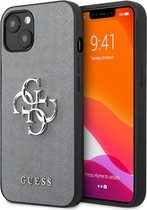 Guess Saffiano Metal Logo Back Case - Apple iPhone 13 Mini (5.4") - Grijs