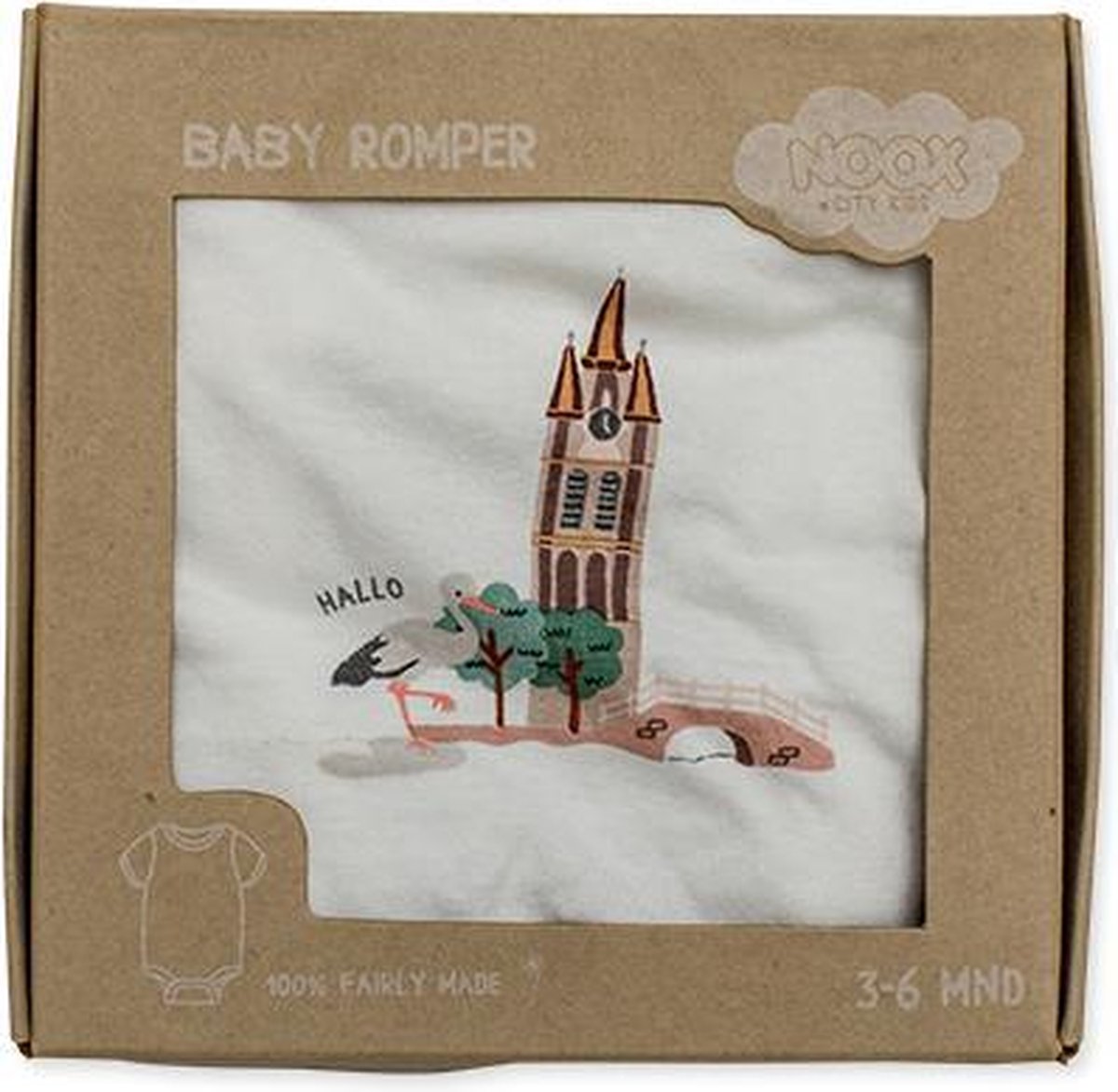 Romper Delft - 3-6 maanden - 100% zacht katoen - fairly made - in mooie geschenkverpakking