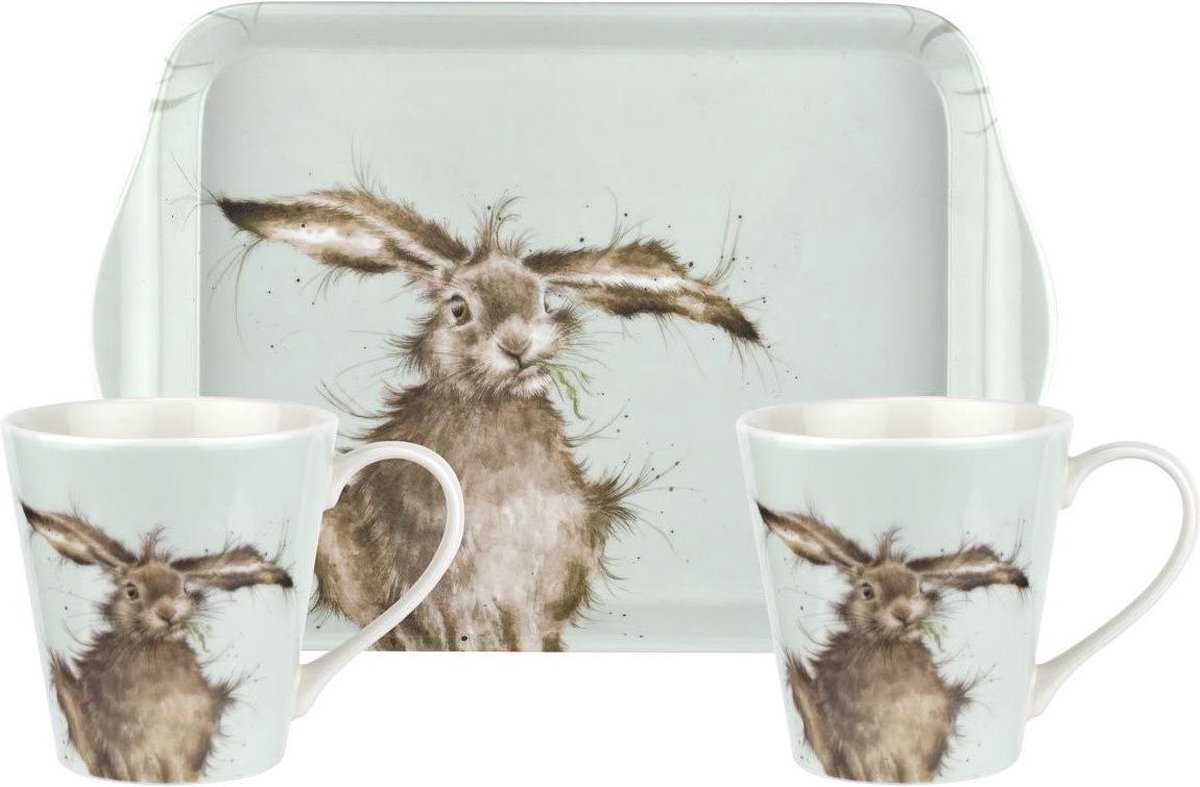 Wrendale Set Mokken & Tray - Hare Brained