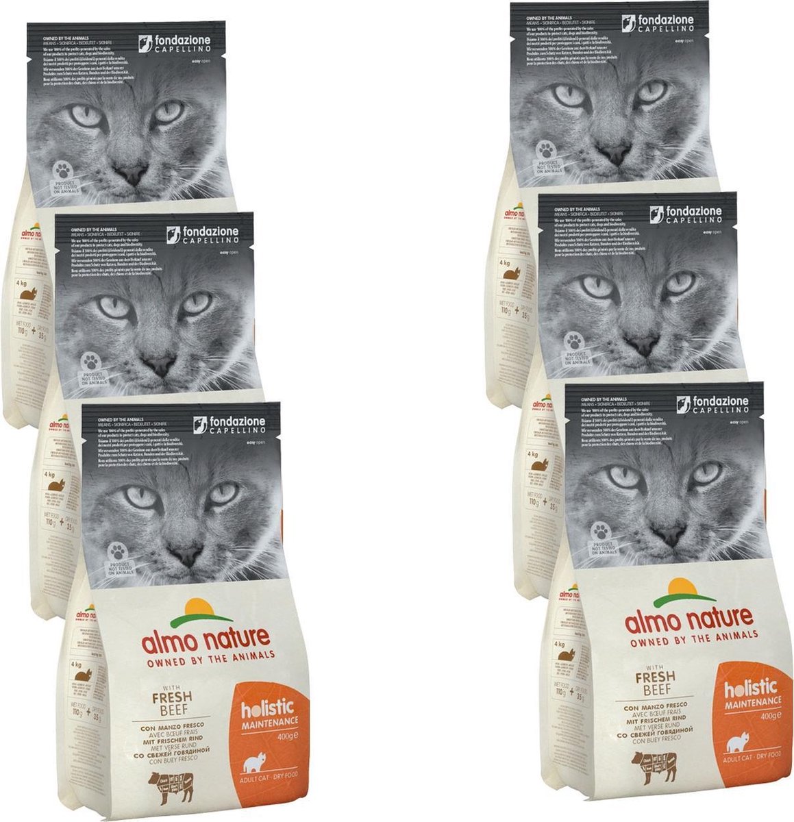 Almo Nature Cat Holistic Adult - Kattenvoer - 6 x Rundvlees 400 g