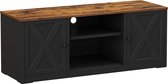 Nancy's Hawthorne TV Meubel - TV Kast - Opbergruimte - 2 Deuren - Tot 55 Inch - Verstelbare Planken - Bewerkt Hout - Staal - Bruin - Zwart - 120 x 40 x 46 cm
