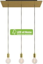 LEDatHOME - 3-lichts hanglamp met 675 mm rechthoekige XXL Rose-One, met stoffen kabel en metalen afwerkingen - Inclusief Dimbare LED lampen.