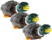 Adori Jachteend Pluche Met Pieper - Hondenspeelgoed - 3 x 22x6x5 cm Groen Bruin Grijs Small