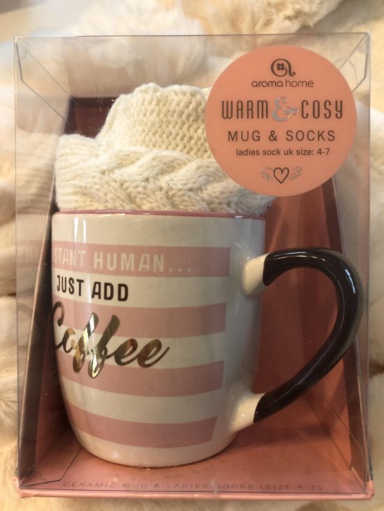 Geschenkdoos - Koffietas en sokken - leuk Valentijngeschenk