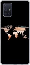 Geschikt voor Samsung Galaxy A51 hoesje - Wereldkaart - Verf - Zwart - Siliconen Telefoonhoesje