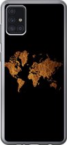 Samsung Galaxy A52 5G hoesje - Wereldkaart - Riet - Plattegrond - Siliconen Telefoonhoesje