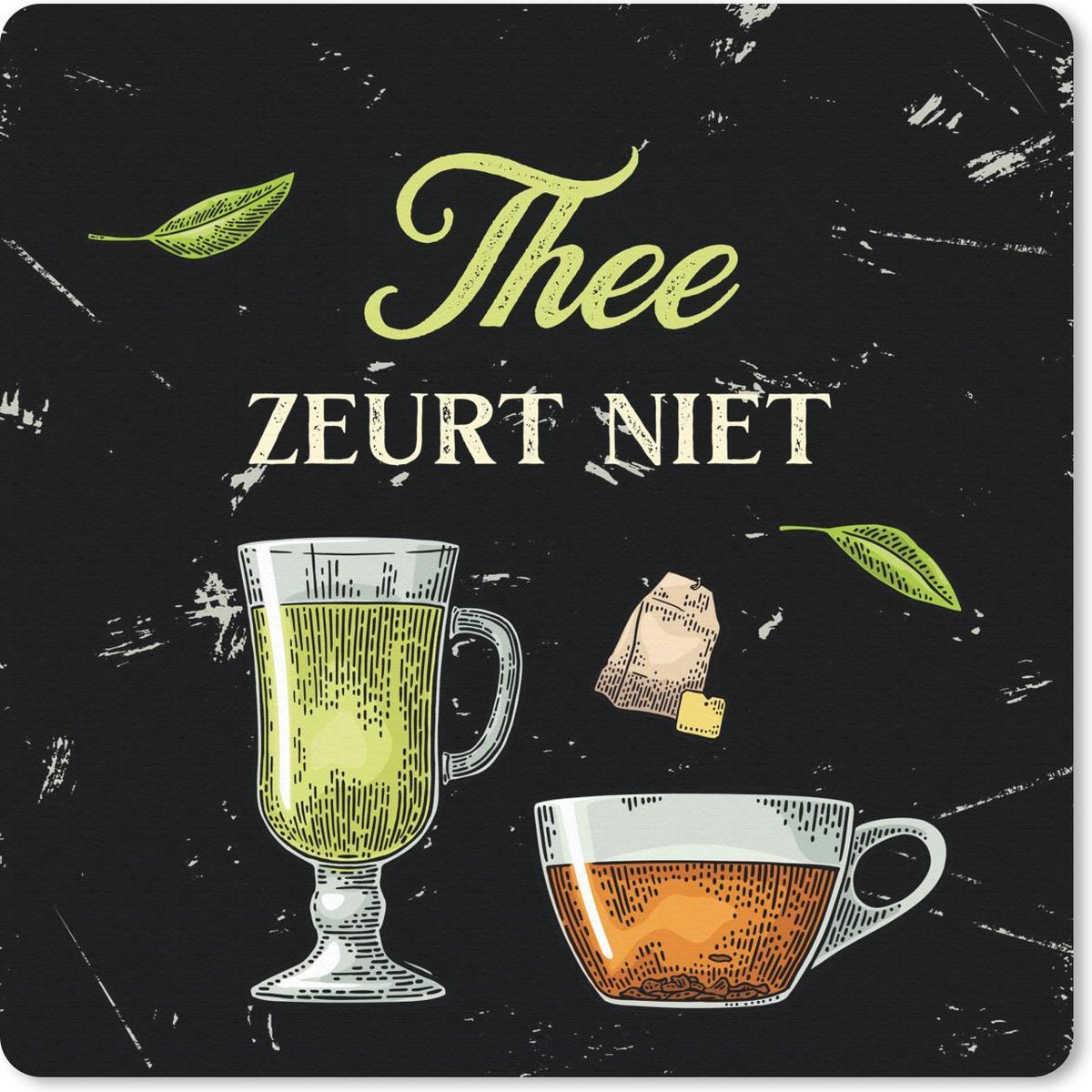 Muismat 30x30 cm - Mousepad Thee - Glazen - Quotes - Muismatten - Cadeau voor vrouw