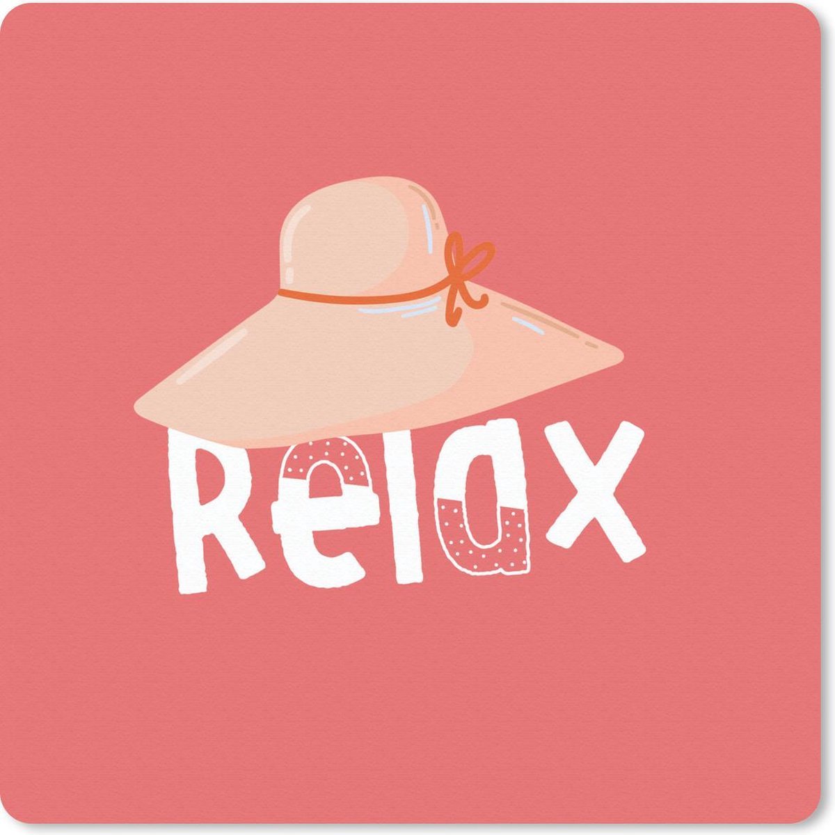 Muismat 30x30 cm - Mousepad Zomer - Roze - Hoed - Muismatten