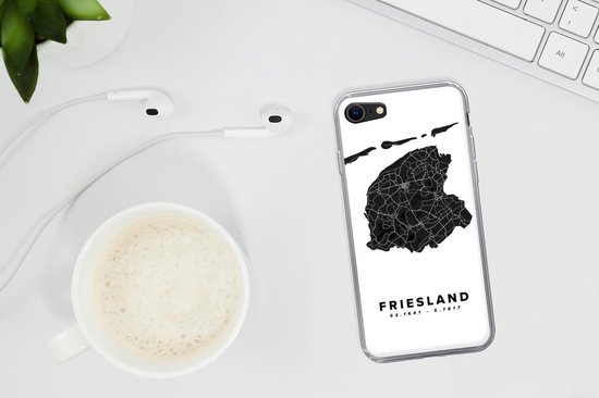 Coque iPhone SE 2020 - Friesland - Carte routière Pays- Nederland - Wit - Siliconen
