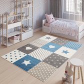 Tapiso Fiesta Vloerkleed Beige Blauw Sterren Duurzaam Tiener Kinderkamer Tapijt Maat - 80x150