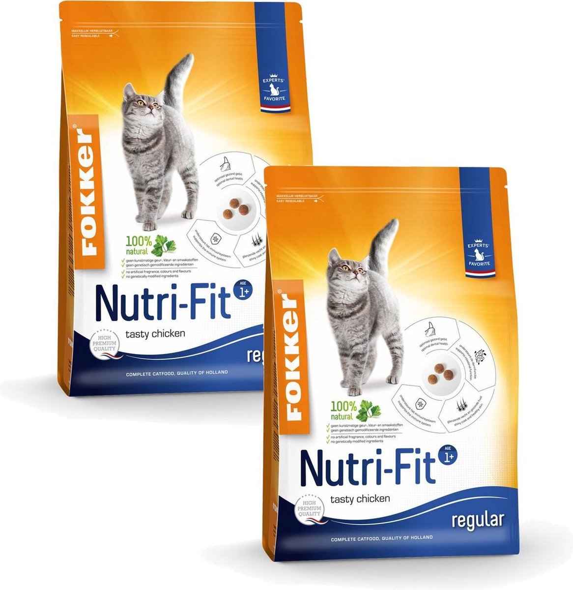 Fokker Cat Nutri-Fit Kip - Kattenvoer - 2 x 2.5 kg