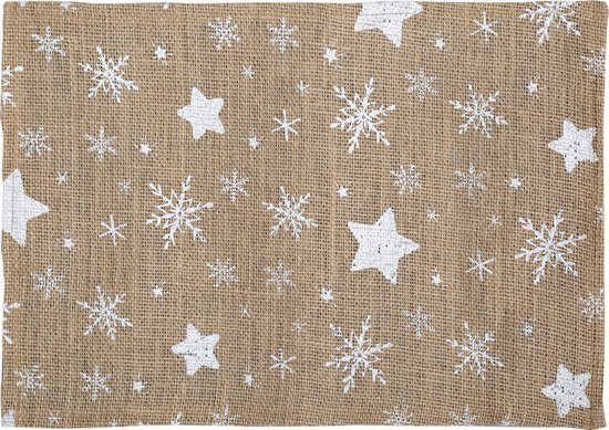 Set de 4 sets de table Atmosphera Jute - Set de table - 30 x 45 cm - Étoiles Witte - Décoration de fête