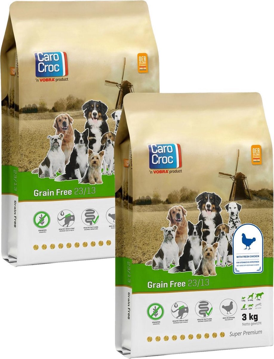 CaroCroc Carocroc Grain Free Gevogelte&Aardappel&Bieten - Hondenvoer - 2 x 3 kg