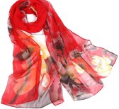 Sjaal- Polyester- 140x40 cm- Rood-Charme Bijoux