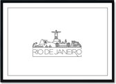 Poster - City Skyline Rio De Janeiro - 30 X 40 Cm - Zwart En Wit