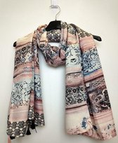 Lange dames sjaal Eloise roze blauw