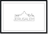 Poster - City Skyline Jerusalem - 30 X 40 Cm - Zwart En Wit