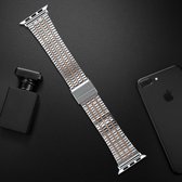Geschikt voor Apple Watch bandje 38 / 40 / 41 mm - Series 1 2 3 4 5 6 7 8 SE - Smartwatch iWatch horloge band - 38mm 40mm 41mm - Fungus - RVS metaal - Zilver rosegoud - Zeven schak