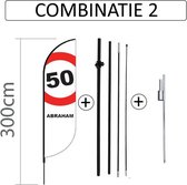 Proflag Beachflag Convex S - 60x240 cm. - ABRAHAM 50 JAAR - Combinatie 2