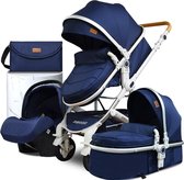 Dakta® Luxe Kinderwagen | 4-in-1 | Wandelwagen | Opvouwbaar | Buggy | Verstelbaar | Maxi Cosi | 0 tot 36 Maanden | Blauw