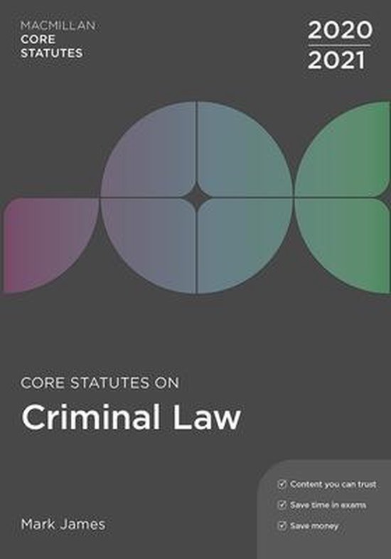 Core Statutes on Criminal Law 2020 21, Mark James 9781352010442