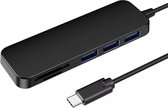 Tecnova USB-C naar  3x USB.3.0  - 1x SD kaart - 1x SD kaart mini  5 in 1 USB-C Hub