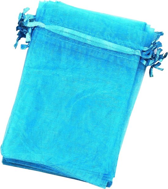 Organza Kado Zakjes turquoise - turquoise 10 Stuks - Cadeauzakjes / Cadeautasje - bedankje - babyshower - genderreveal - huwelijk