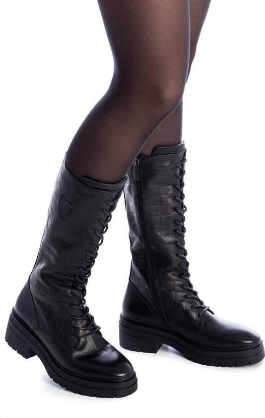 Carmela Hoge Veterlaars Dames Zwart Leer - Maat 38 | bol.com