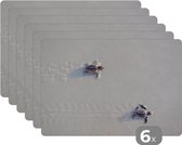 Placemat - Placemats kunststof - Twee kleine schildpadden - 45x30 cm - 6 stuks - Hittebestendig - Anti-Slip - Onderlegger - Afneembaar