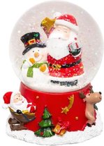 Feeric Christmas sneeuwbol/snowglobe - rood - met kerstman - 10,5 cm - beeldje