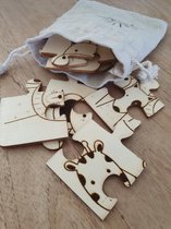 Dierenvriendjes puzzel van hout - Houten puzzel - Kinderpuzzel - 12 delige puzzel - Duurzaam en leerzaam - educatief speelgoed