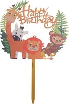 Cake - Taart Topper Happy Birthday Dieren Goud. Taartdecoratie. Tasty Me.